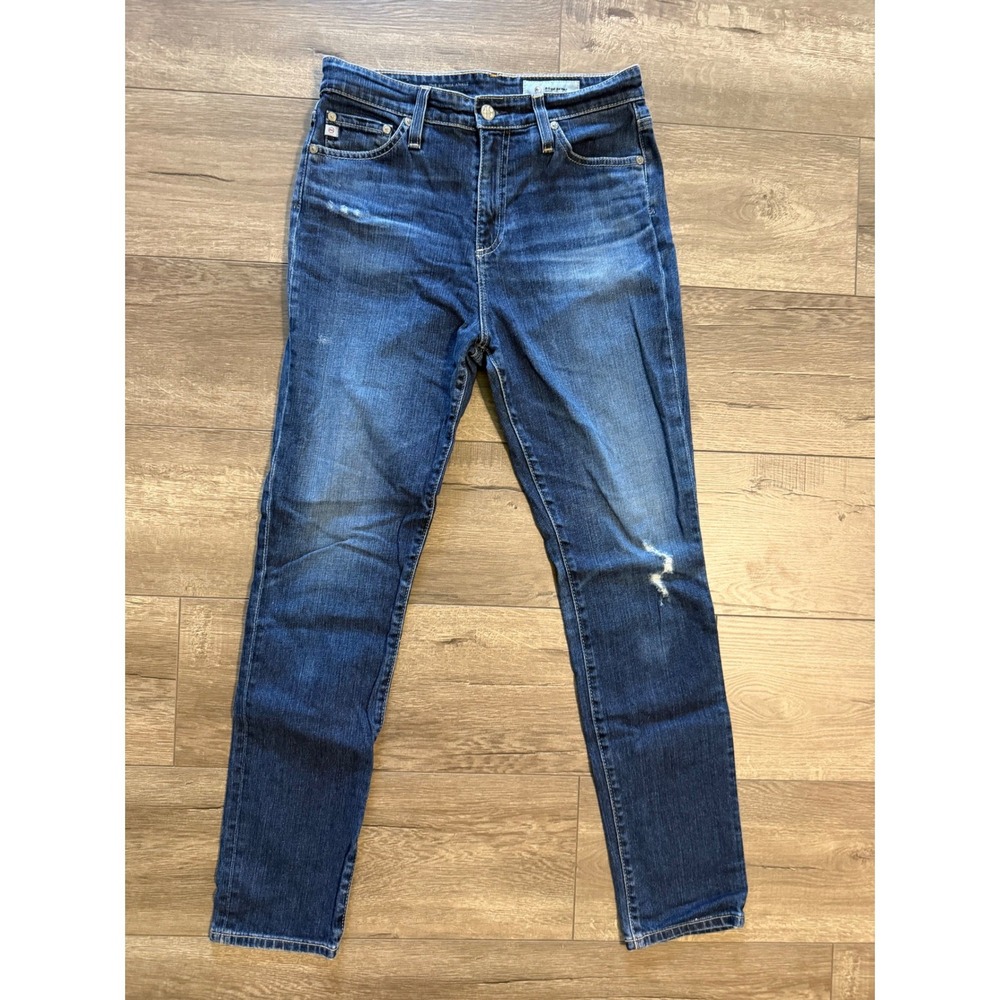 AG Adriano Goldschmied The Sophia Ankle Skinny Jeans Dark Wash Distressed 28R